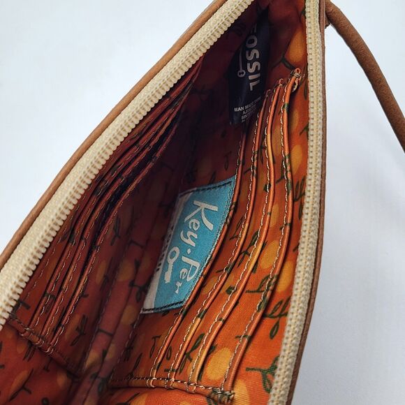 Fossil Key Per Bird Birdcage Floral Coated Canvas Wristlet Bag - Picture 3 of 5